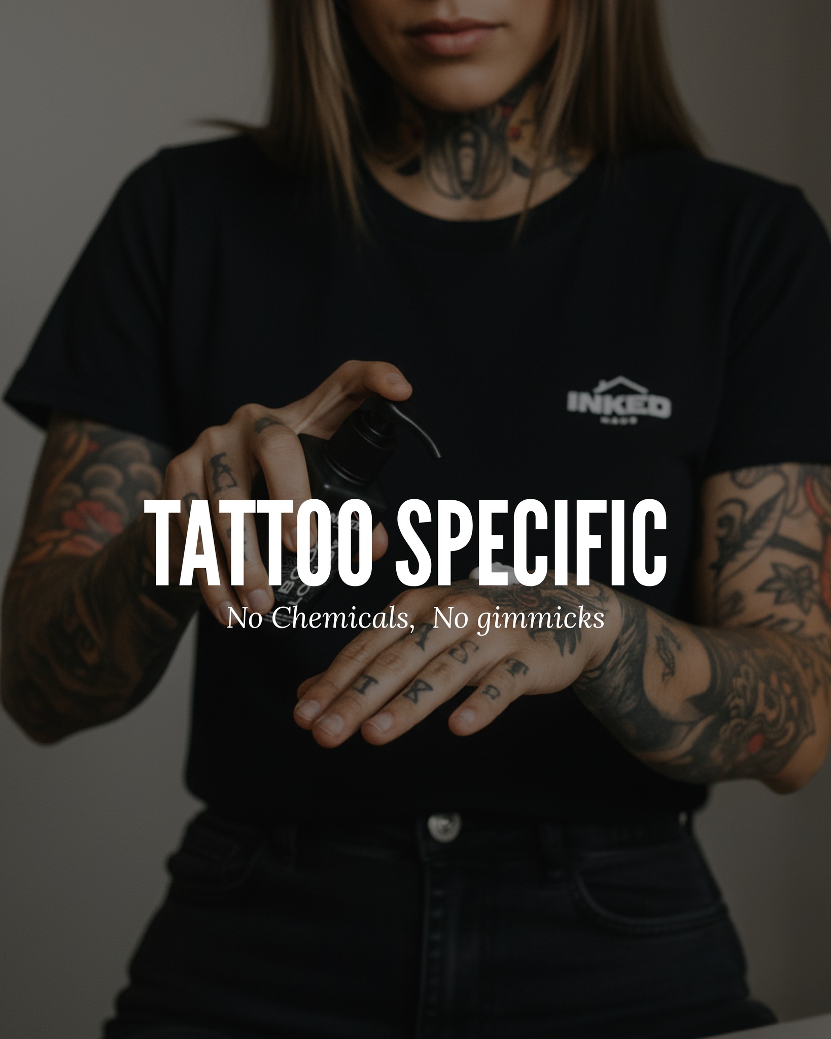 InkedHaus — premium tattoo aftercare on tattooed skin