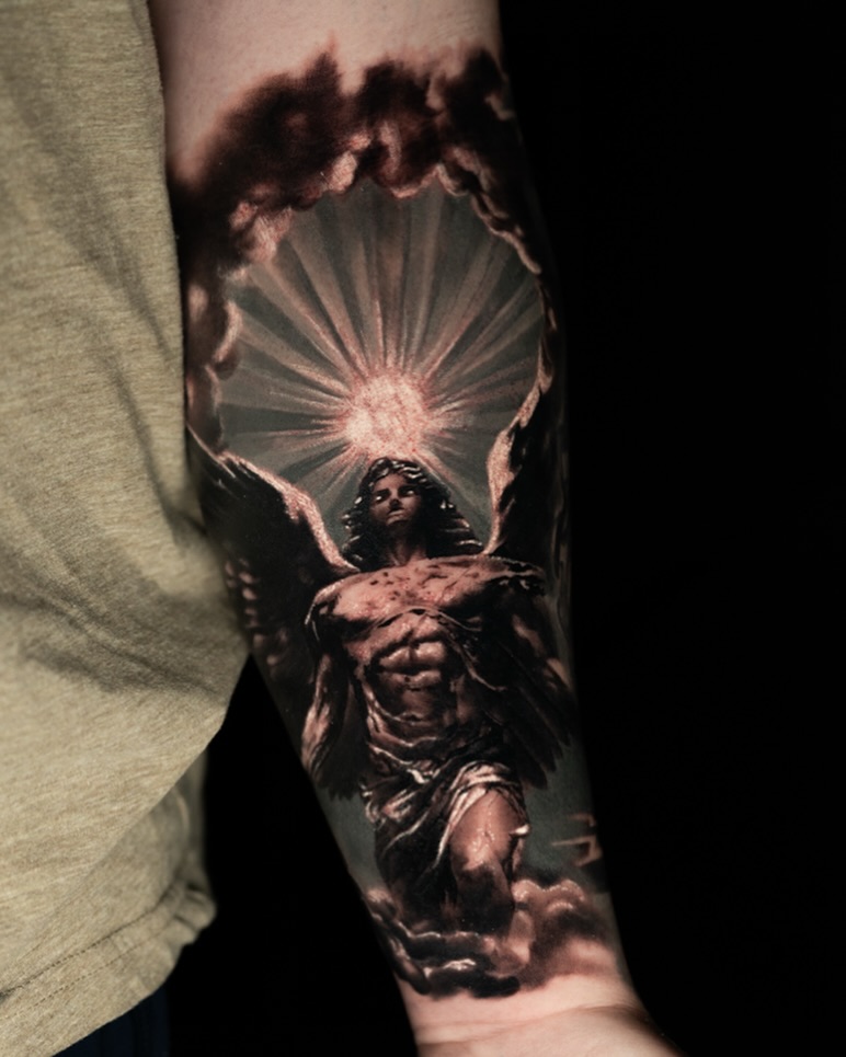 Black and gray realism tattoo by Prettyboytatt